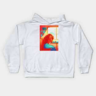 Feeling sleepy at the diner Kids Hoodie